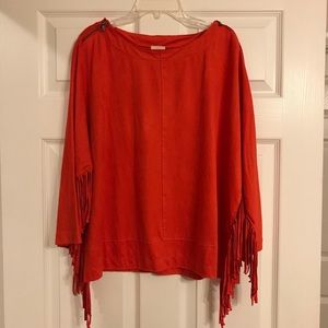 Faux Suede Fringe Top